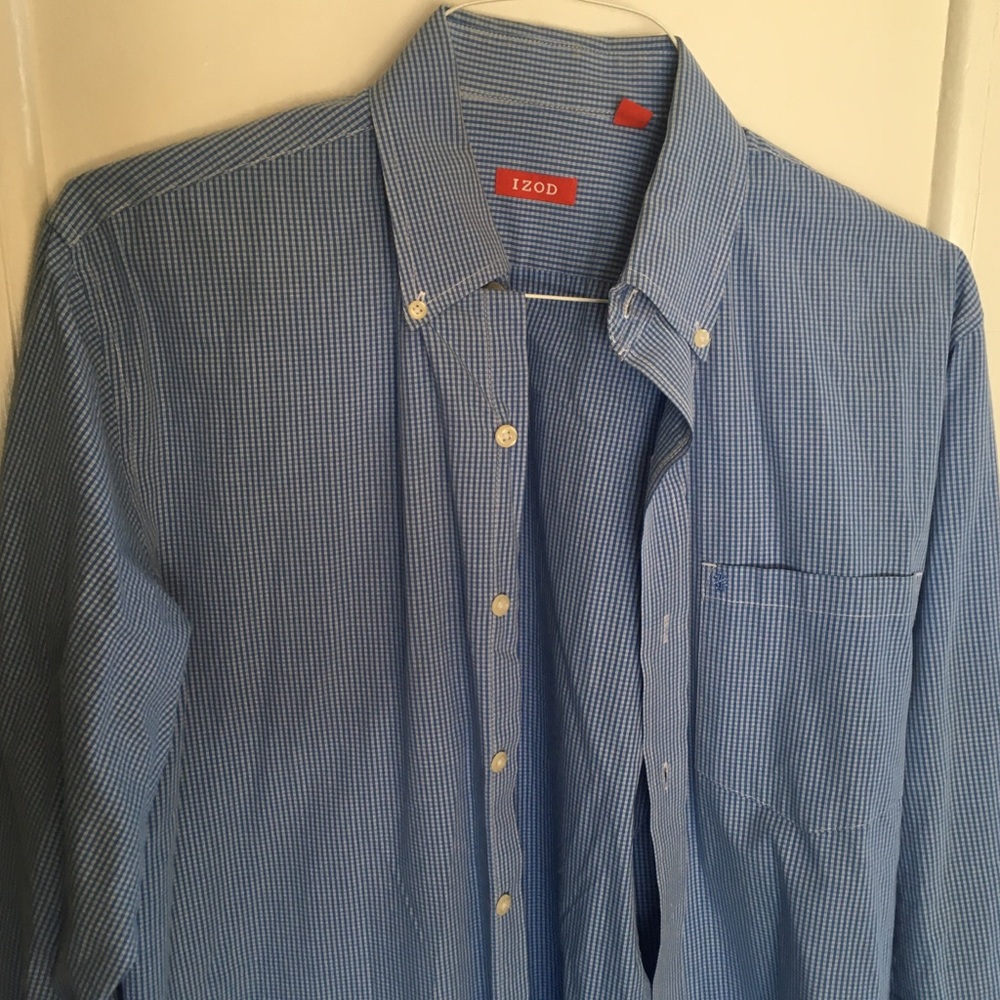IZOD Checkered Blue Dress Shirt Men’s Medium